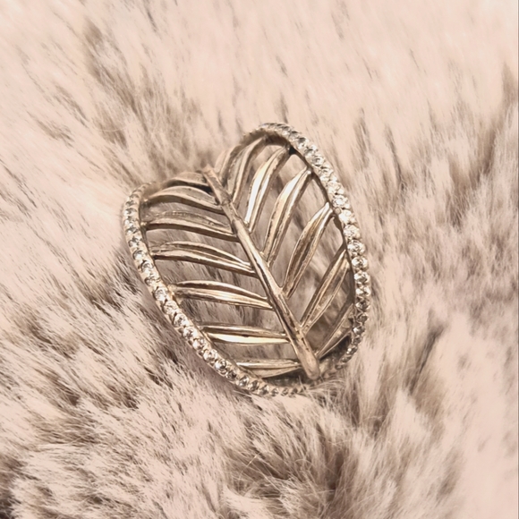 Pandora sz 6 tropical palm leaf ring 925 ALE 52 sterling silver CZ - Picture 1 of 12